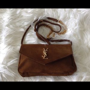 YSL Logo Clutch with Gold Chain Strap